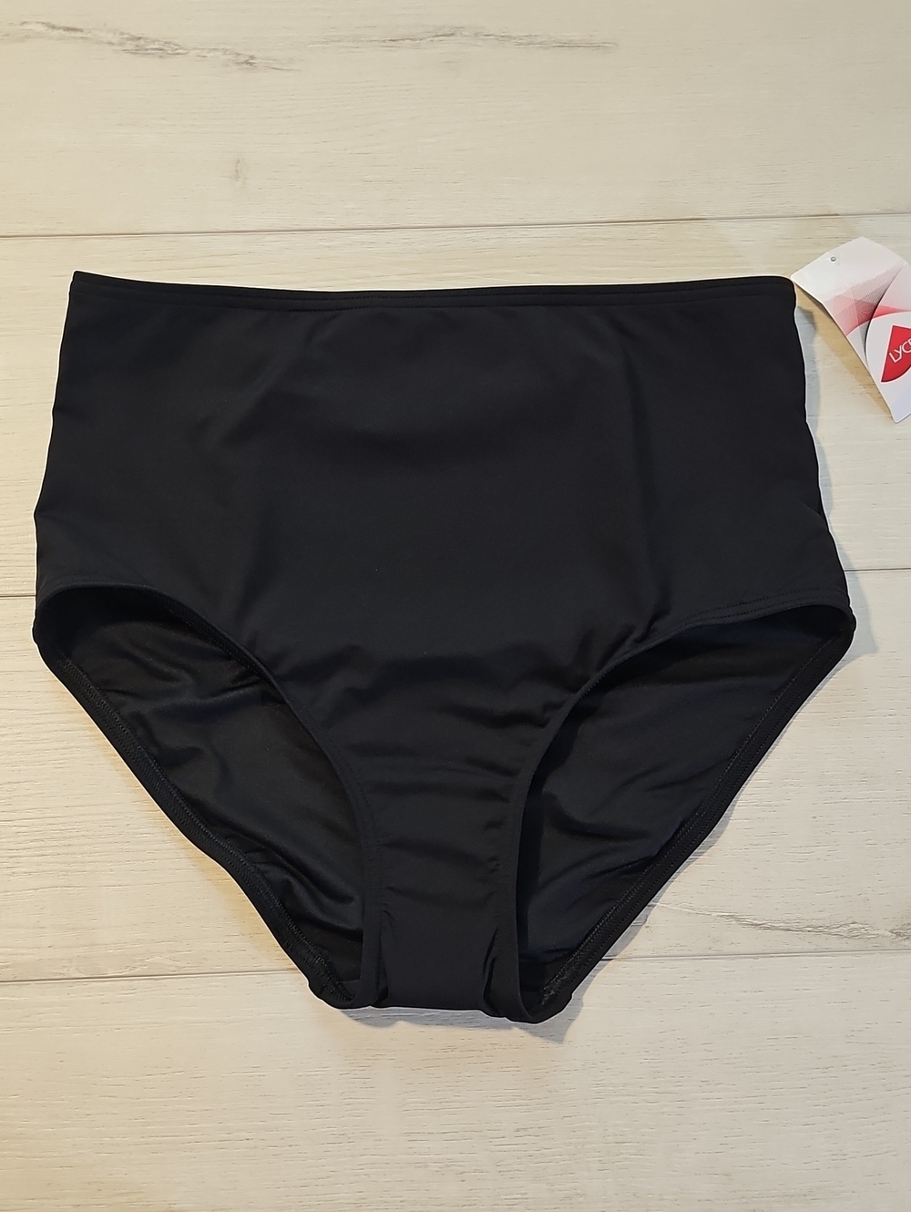Lands' End Women's 12 Solid Black High-Waist Bikini Bottom with Lycra Xtra Life